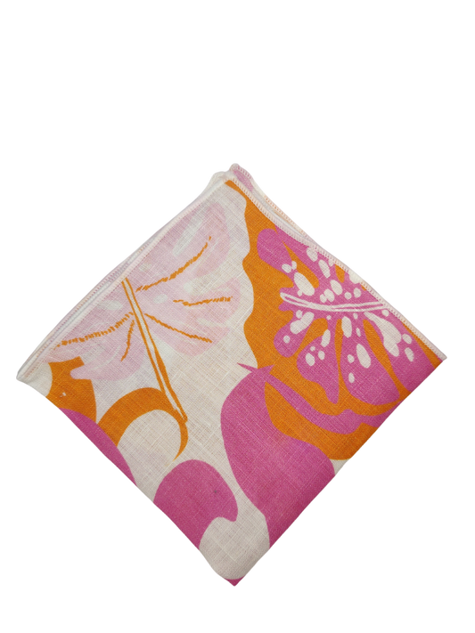 Flower Power Pink Linen Pocket square